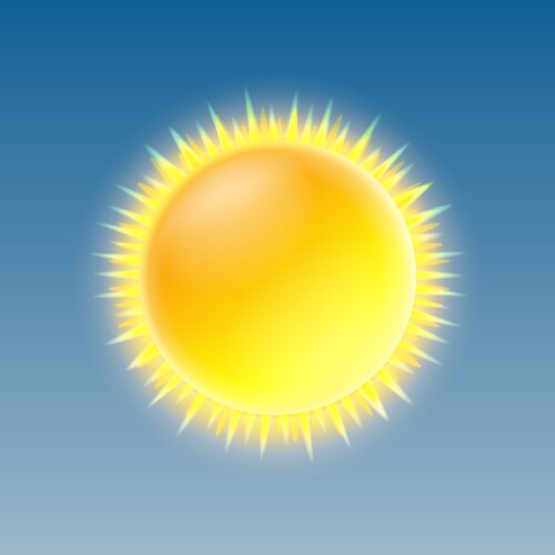 Weather icon with shiny sun on blue sky vector image