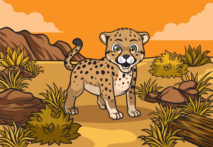 Young cheetah in the savannah Vector Image