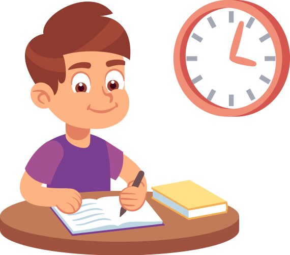 Boy doing school homework kid student character vector image