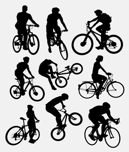 Cycling Silhouettes - People Riding Vector Image