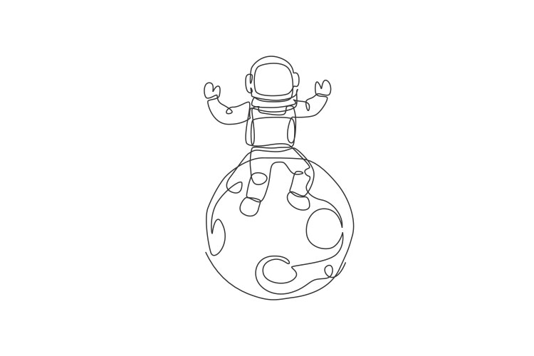Astronaut logo one continuous line drawing Vector Image