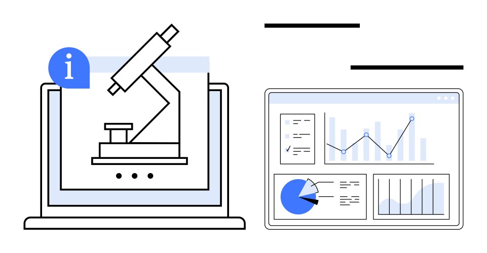 Digital microscopy and data visualization vector image