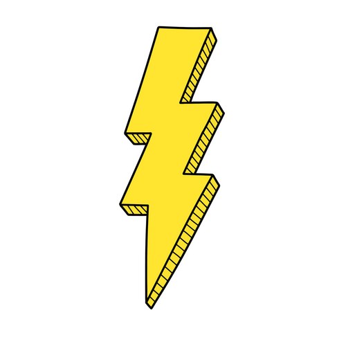 Hand Drawn Lightning Bolt Doodle Vector Image