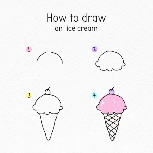 How to draw an ice cream doodle tutorial Vector Image