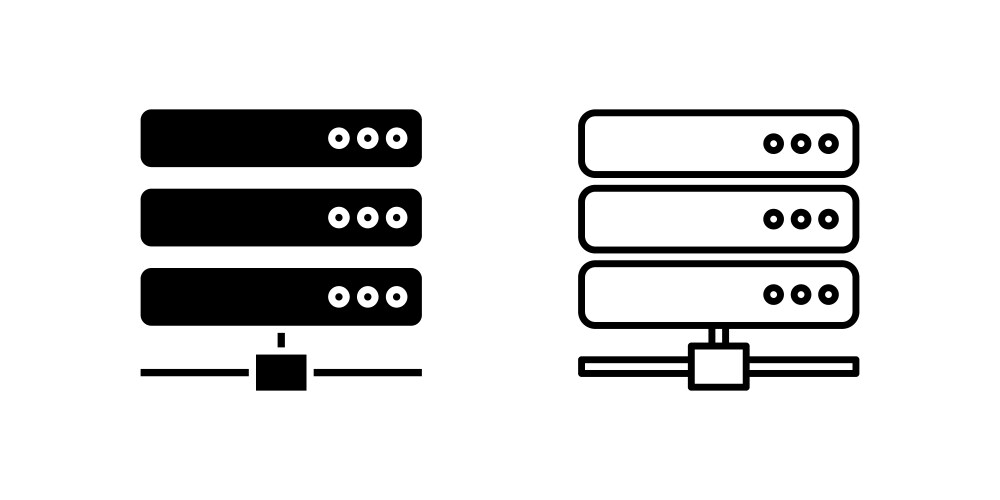Server icon set representing network data vector image