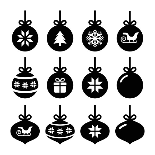 christmas ball bauble icons set vector image