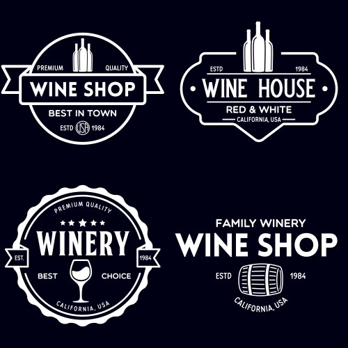 Wine winery logo or icon emblem label for menu Vector Image