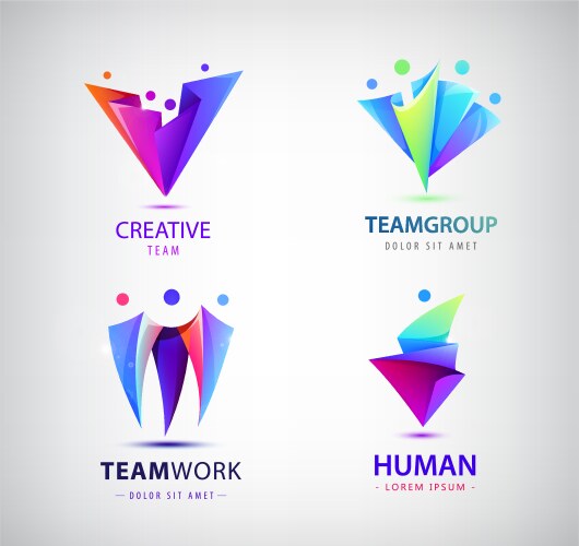 Human Group Logos - Family & Team Vector Image