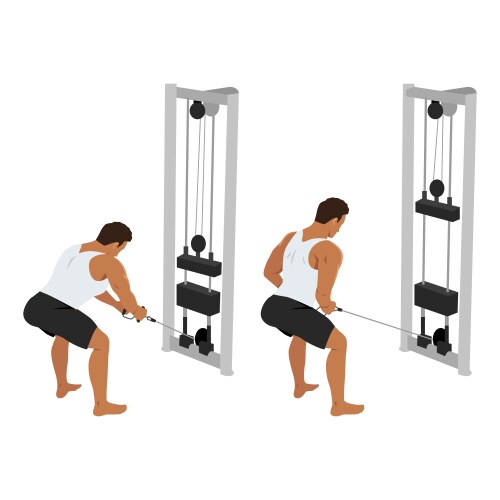 Man doing bent over one arm cable pull exercise Vector Image