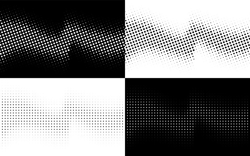 Halftone waves set circle dots pattern vector image