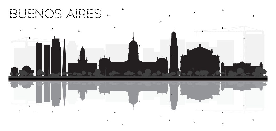 Buenos aires skyline black and white silhouette Vector Image