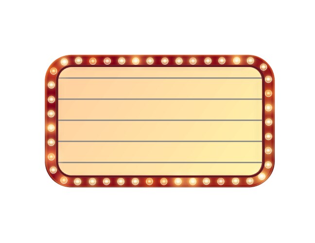 Retro circus rectangular frame with glowing bulbs vector image