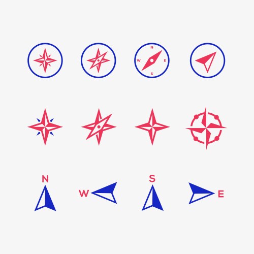 Compass icons on gray background vector image