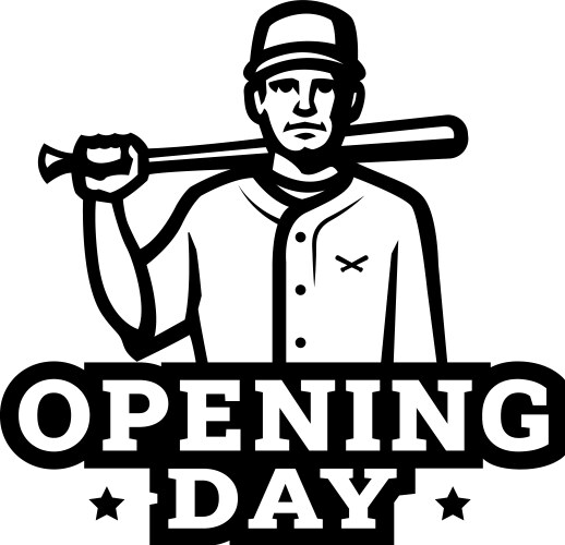 Opening day baseball logo emblem Royalty Free Vector Image