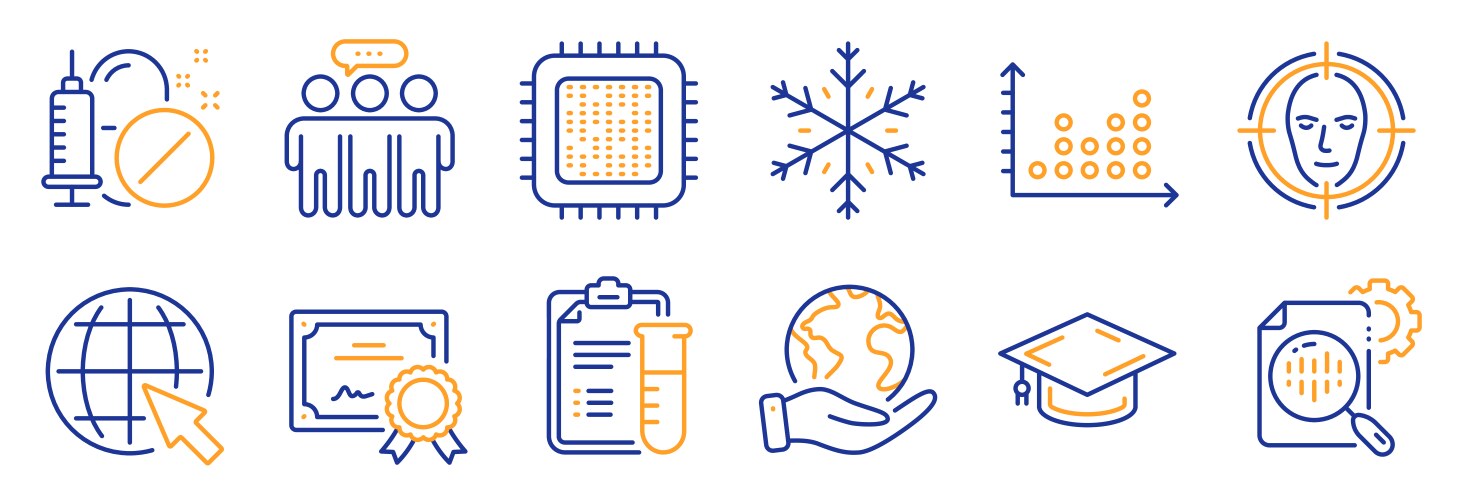 Set science icons such as dot plot cpu vector image