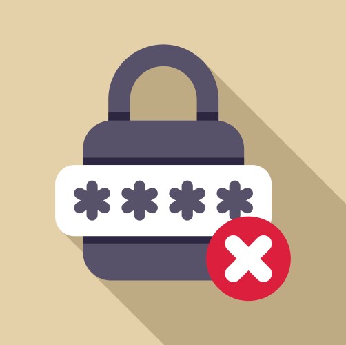 Padlock showing wrong password with cross mark vector image