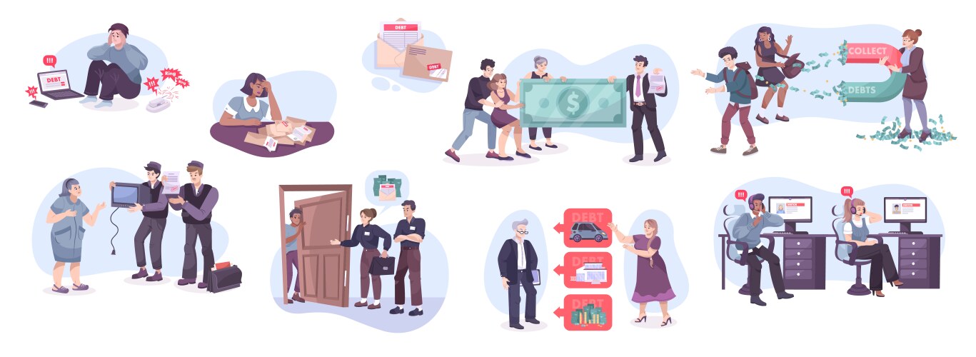 Bank flat set Royalty Free Vector Image - VectorStock
