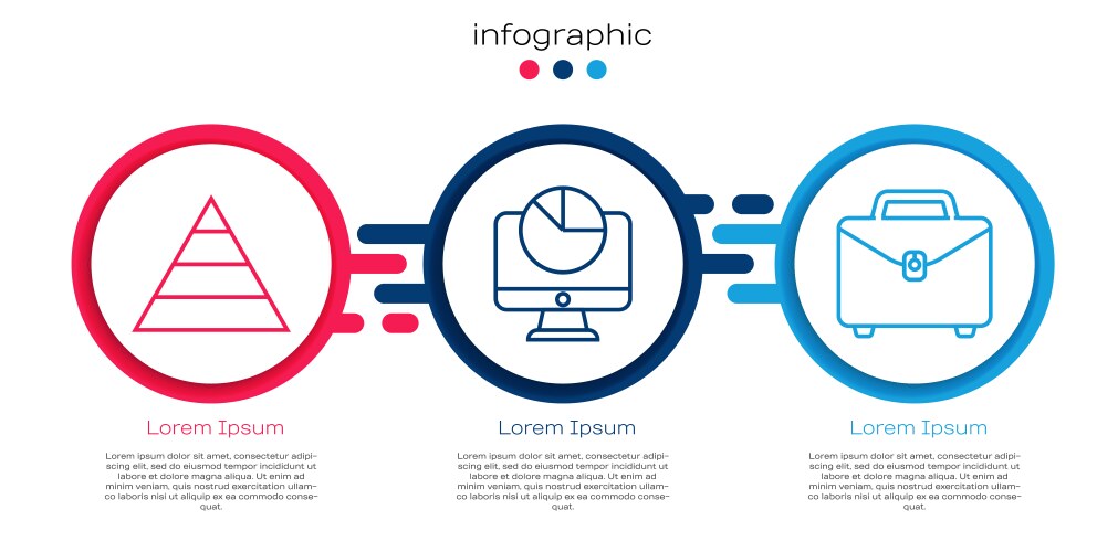 Set line pyramid chart infographics computer vektorbild