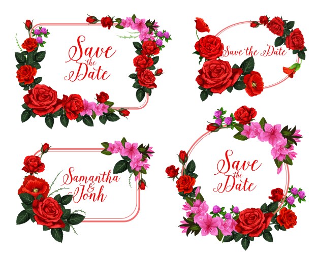 Romantic Floral Wedding Invitation Vector Image