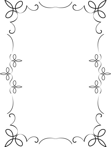 Decorative vertical frame with curls and scroll vector image
