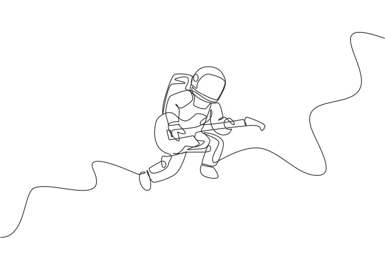 Astronaut logo one continuous line drawing Vector Image