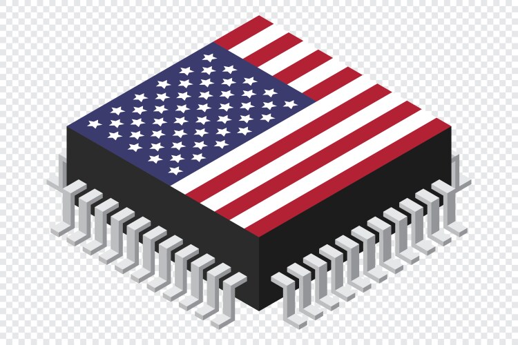 Microchip computer electronic component with usa Vector Image