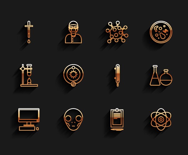 Set line computer monitor with keyboard and mouse vector image