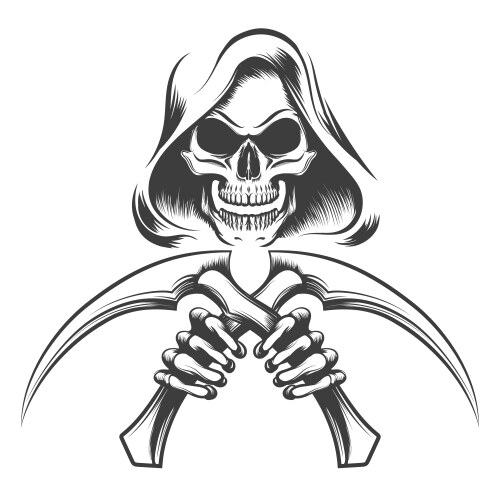 Scythe Reaper Skull Vector Image