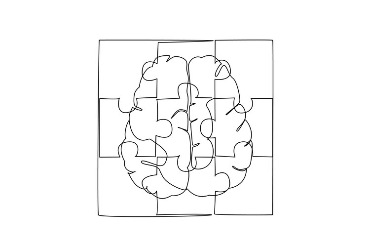 Single Line Brain Drawing Vector Image