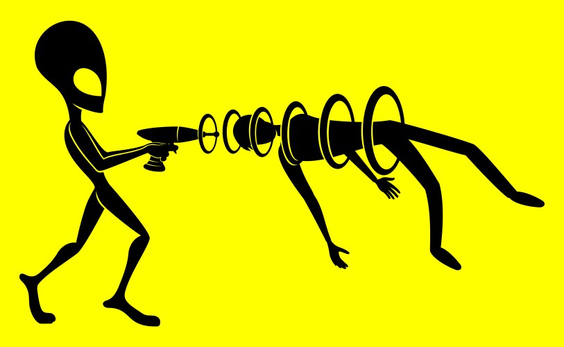 Extraterrestrial alien abducts a person Vector Image