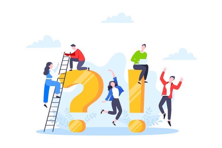 Q and a or faq concept with tiny people characters vector image