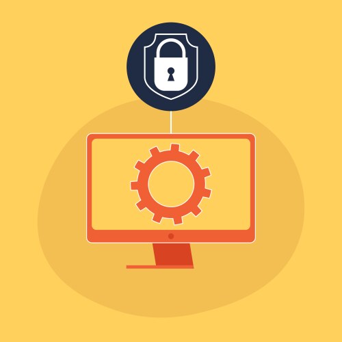 Lock on computer monitor screen icon security vector image