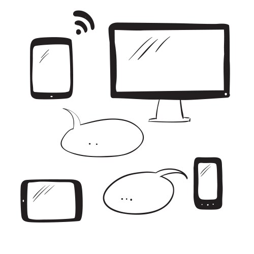 Doodle electronic devices vector image