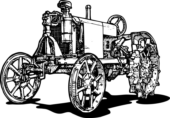 Artistic drawing of old tractor Royalty Free Vector Image