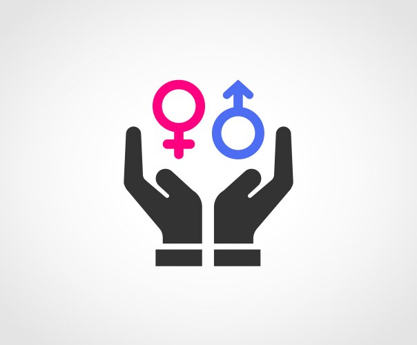 Two hands protecting gender equality vector image