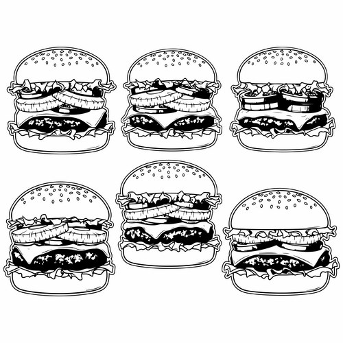 Burger Collection - Hawaiian Style Vector Image