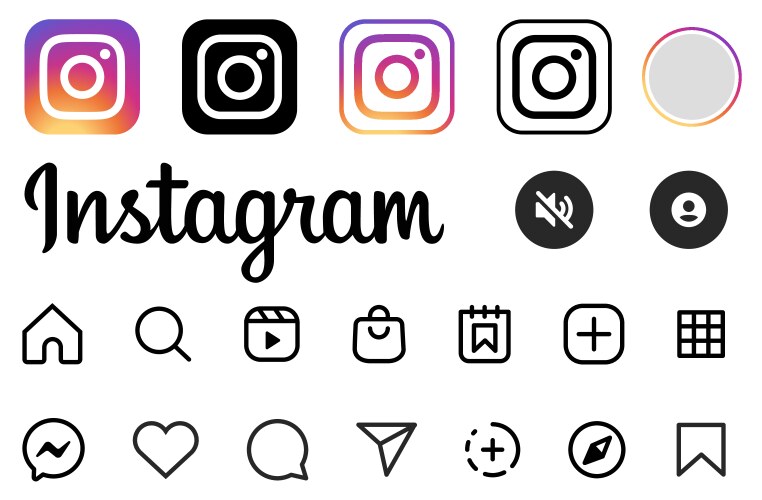 Instagram set of mobile app interface icons Vector Image
