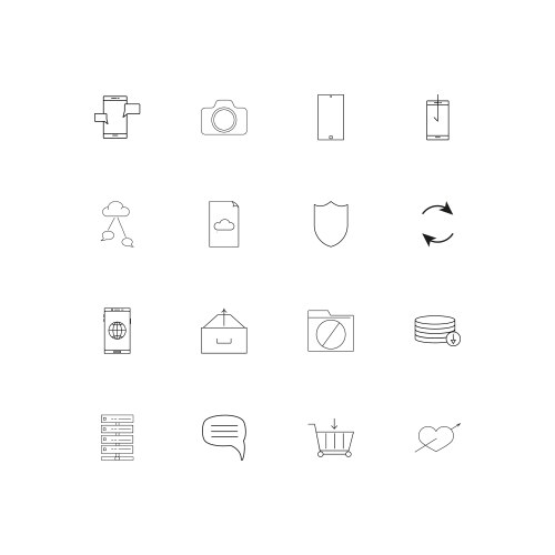 Network and database simple linear icons set vector image