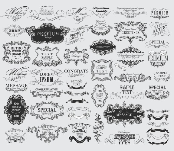 Set calligraphic design elements Royalty Free Vector Image