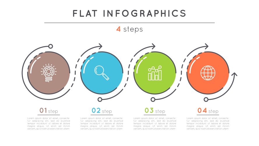 flat style 4 steps timeline infographic template vector