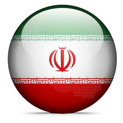 Map with dot pattern on flag button of iran vector image
