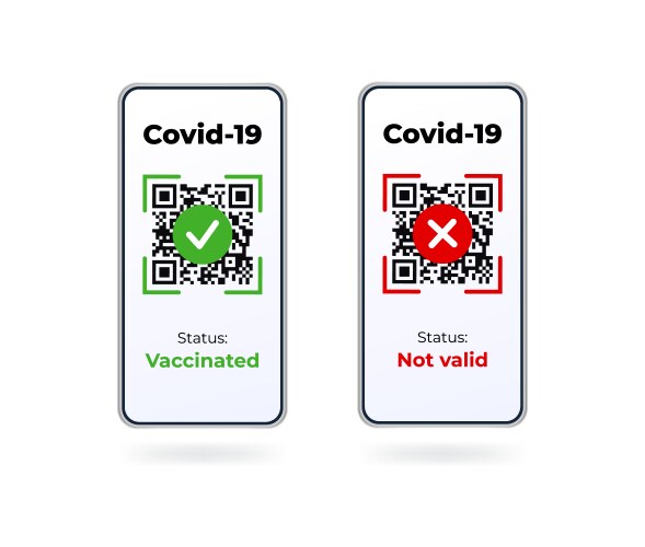 Qr code verification covid-19 digital passport vector image