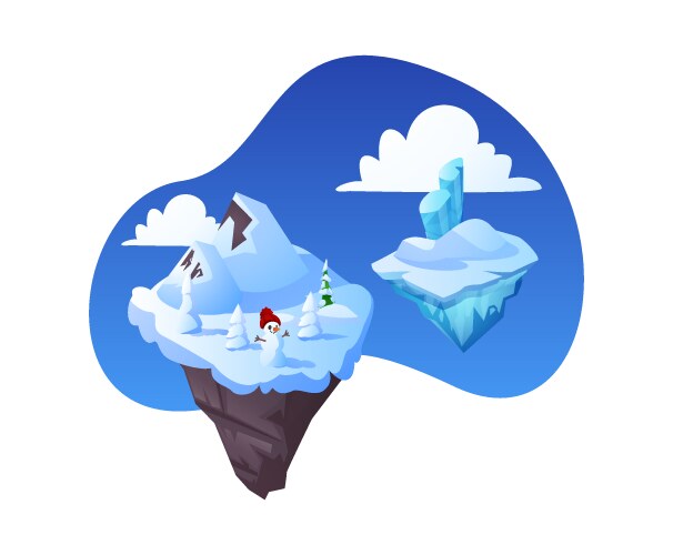 3d island game floating winter islands vector image