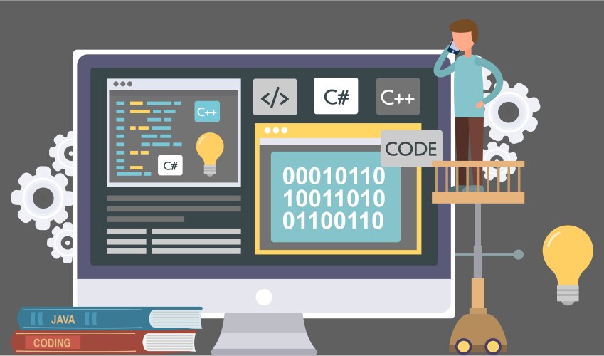 Programmer engineering and coding vektorbild