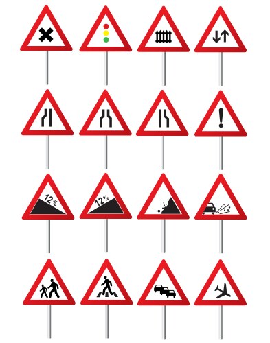 Traffic Signs and Road Markings Royalty Free Vector Image