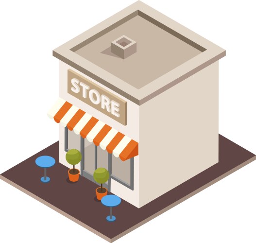 Isometric store front composition vector image