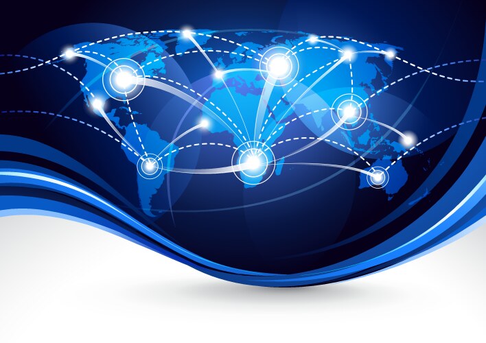 World map with glowing points Royalty Free Vector Image
