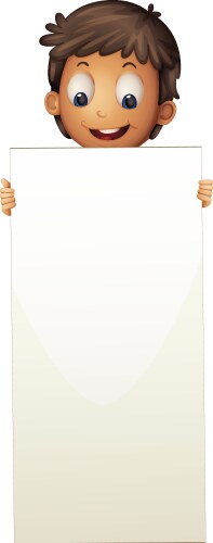 Young boy presenting empty banner child Royalty Free Vector