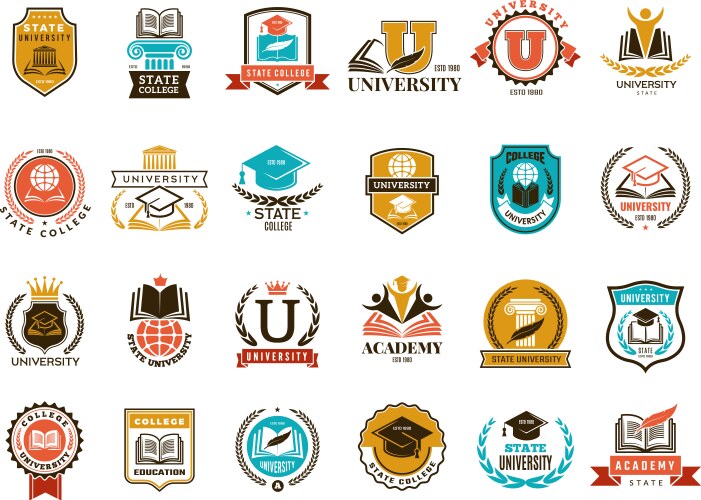 College & University Badge Collection Vector Image