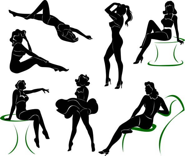 Pin Up Girl Silhouette Vector Image